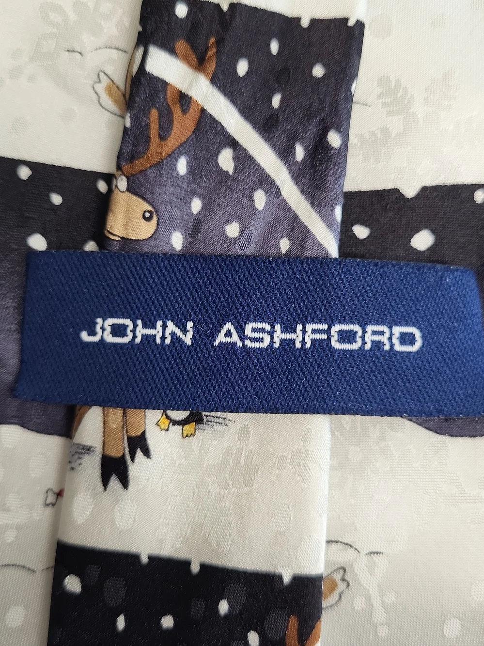John Ashford Black Striped Christmas Holiday Reindeer Soccer Men's Neck Tie